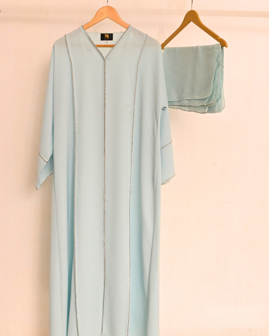 Ice Blue Premium Emirati Minimal Abaya
