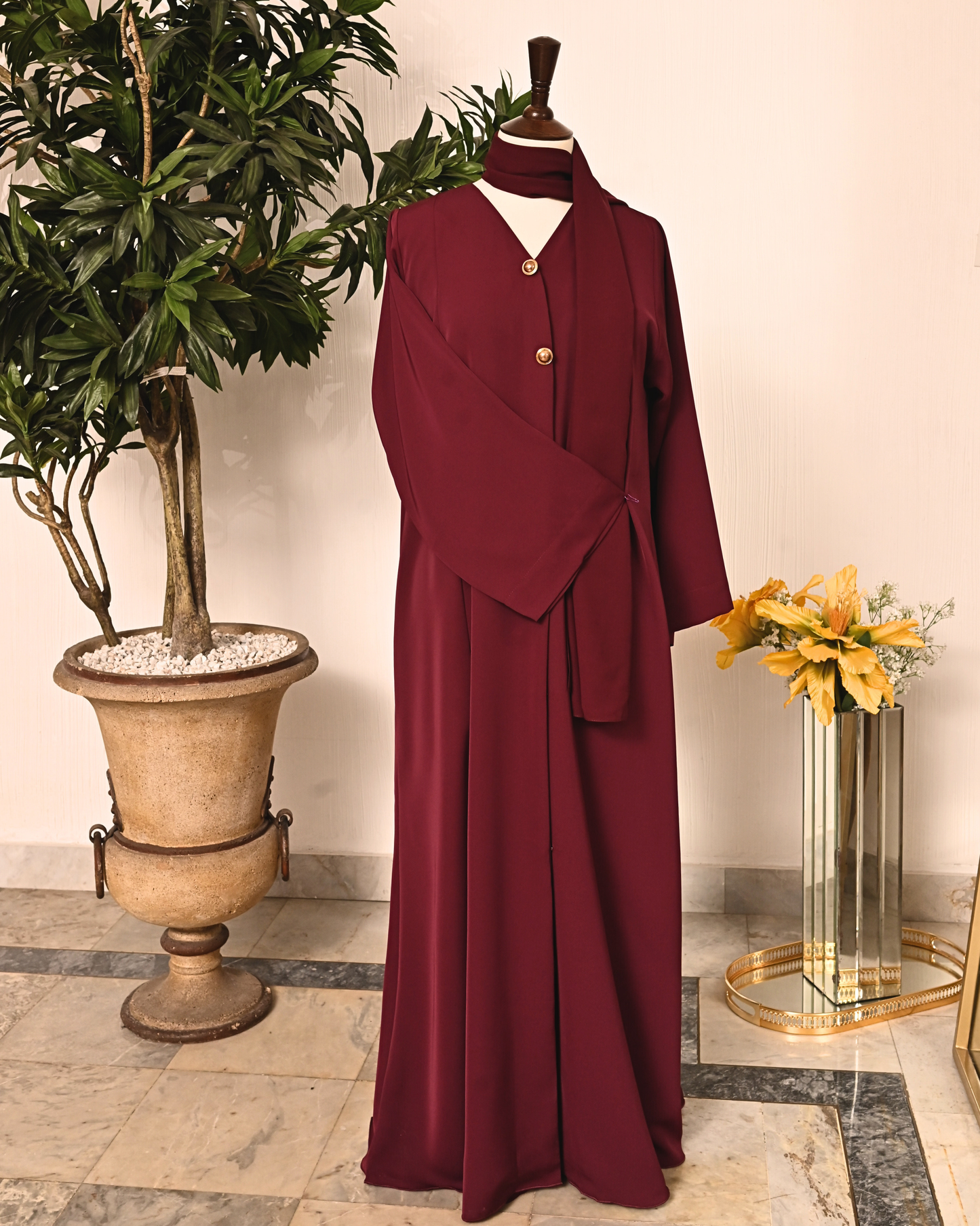 Burgundy  – Premium Emirati Abaya