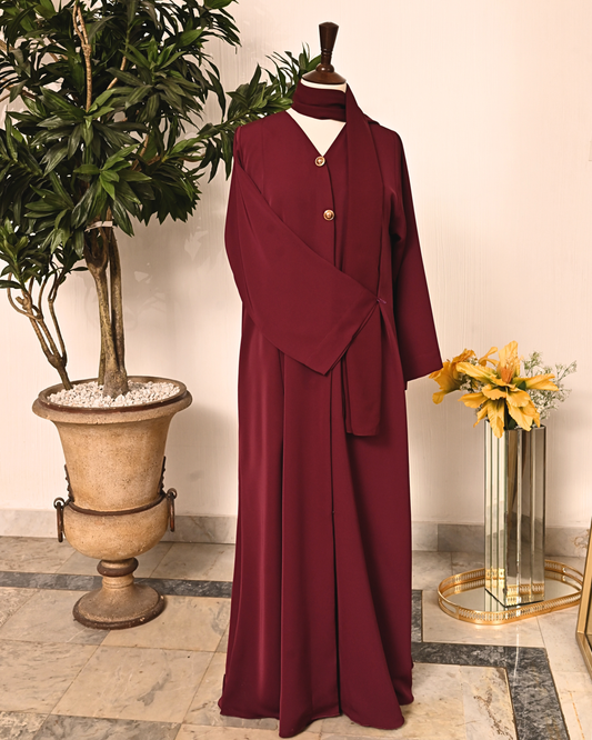 Burgundy  – Premium Emirati Abaya