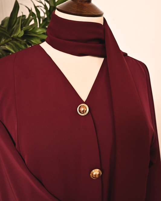 Burgundy  – Premium Emirati Abaya
