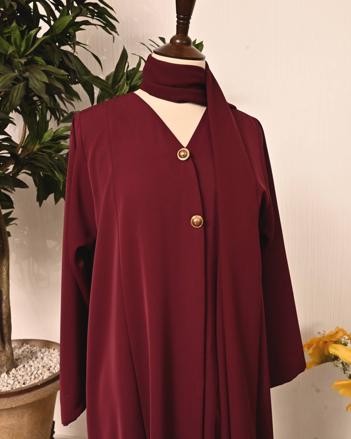 Burgundy  – Premium Emirati Abaya