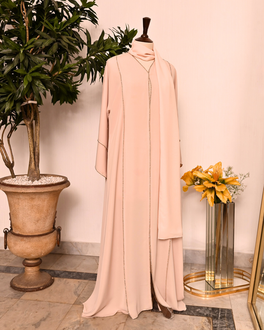 Warm Beige Premium Emirati Minimal Abaya