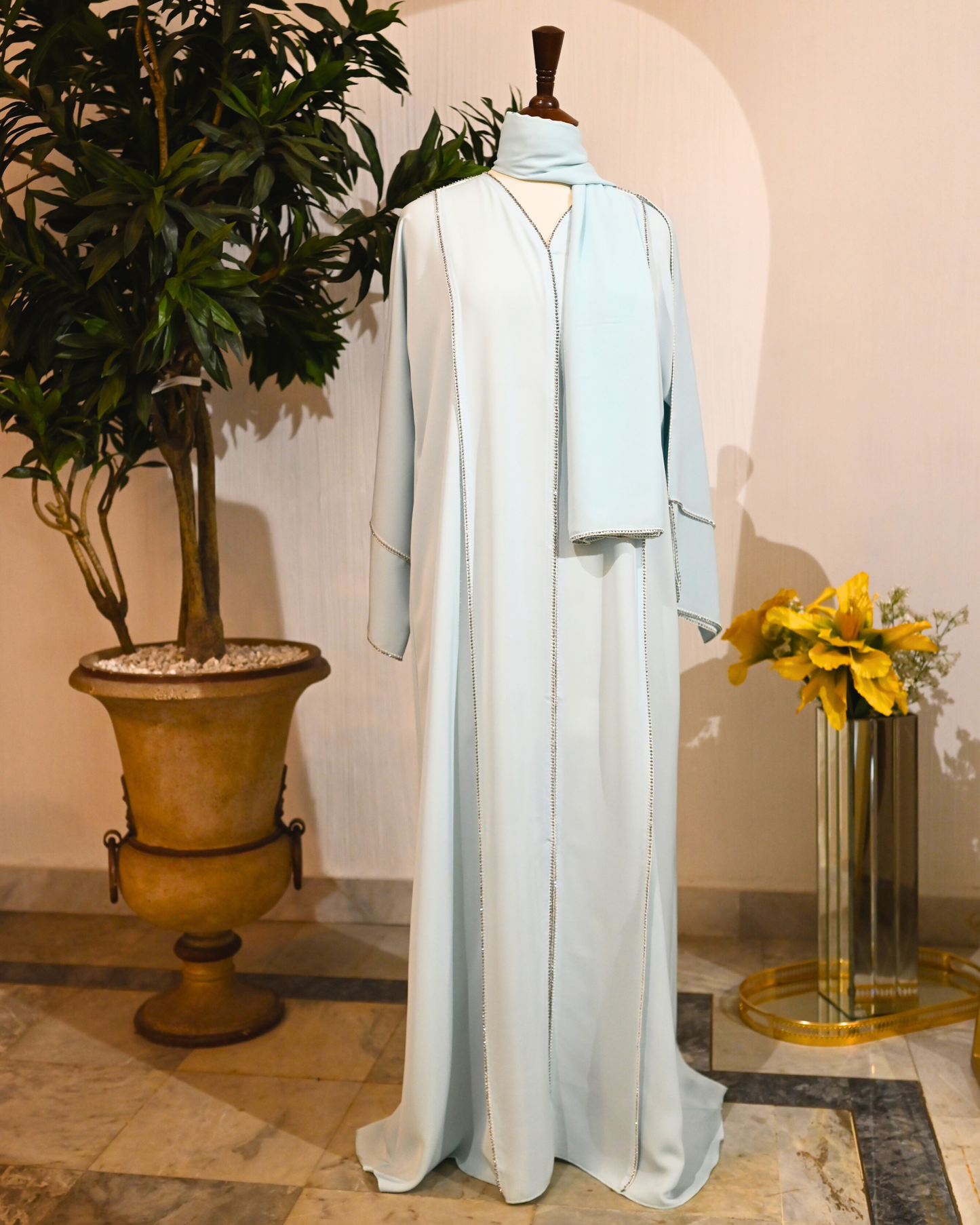 Ice Blue Premium Emirati Minimal Abaya