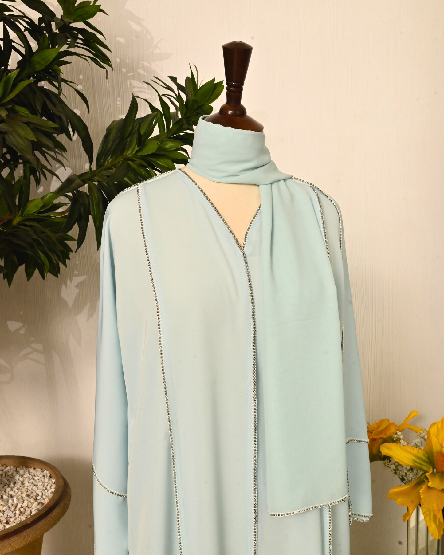 Ice Blue Premium Emirati Minimal Abaya