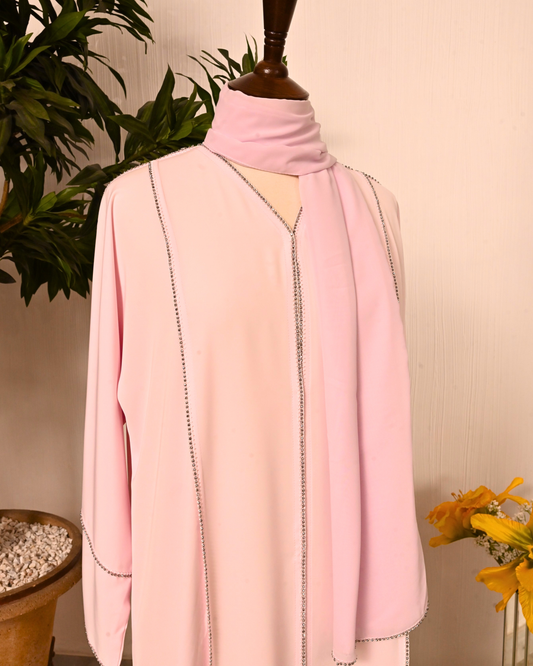 Dusty Pink Premium Emirati Minimal Abaya