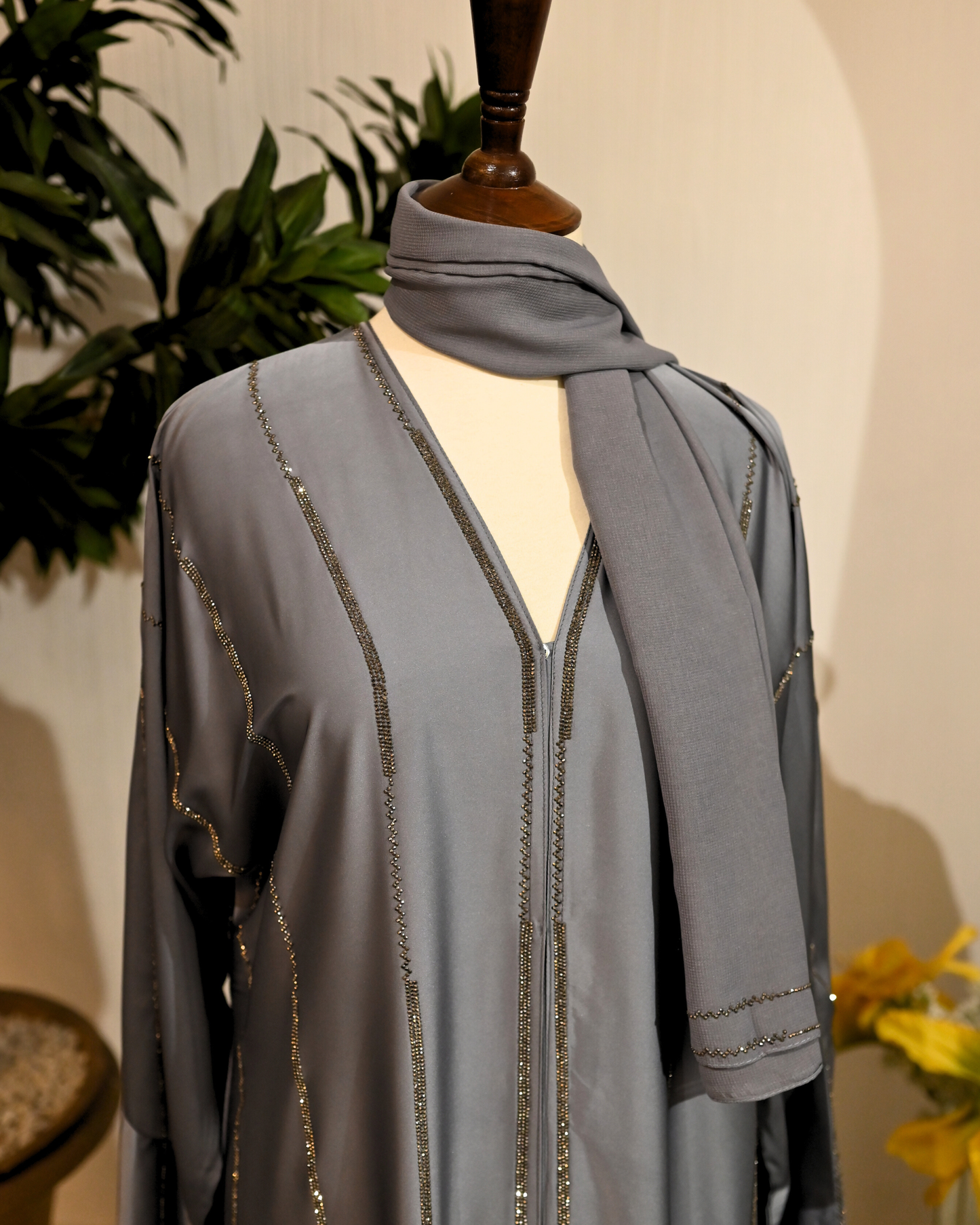 Charcoal Grey Armani Silk Abaya