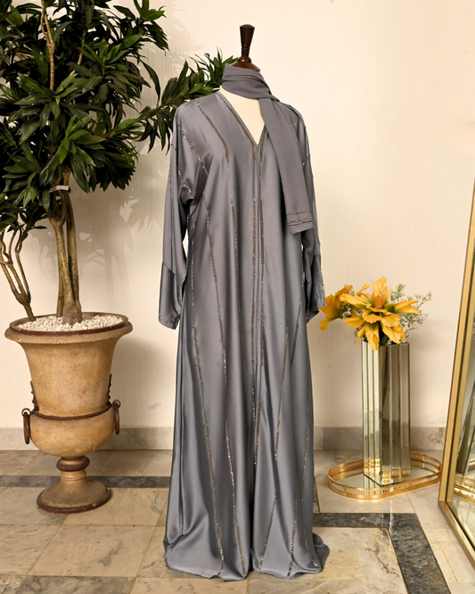 Charcoal Grey Armani Silk Abaya