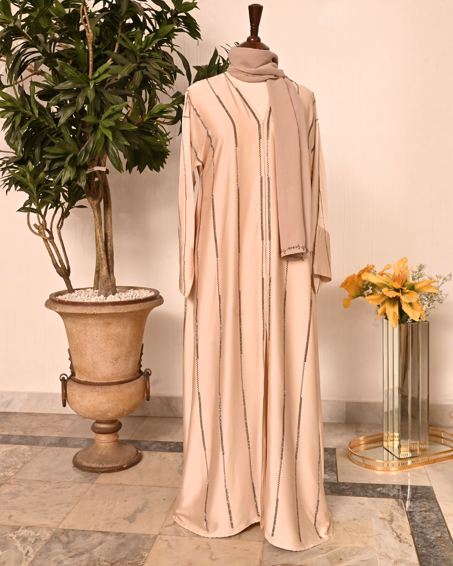 Butter Beige Armani Silk Abaya