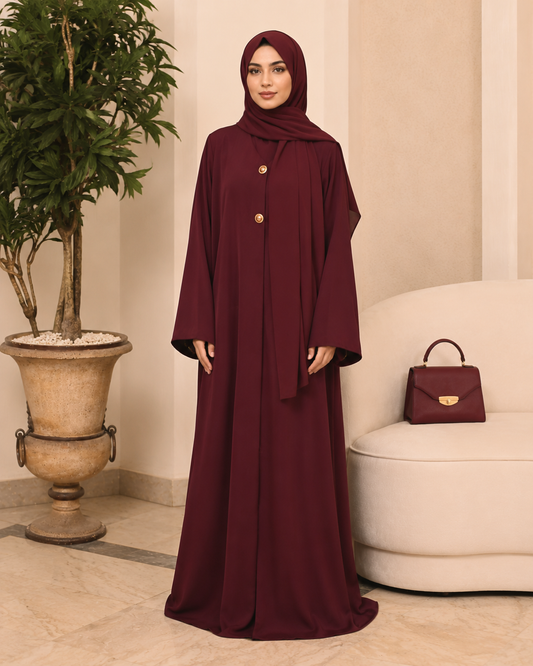 Burgundy  – Premium Emirati Abaya