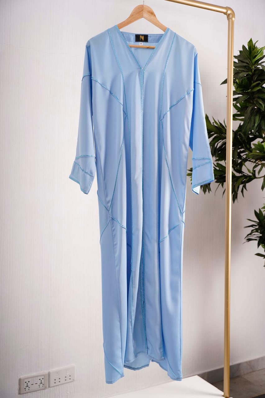 Sky Blue Abaya – Premium Emirati Minimal Abaya