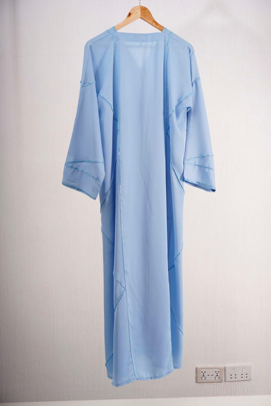 Sky Blue Abaya – Premium Emirati Minimal Abaya