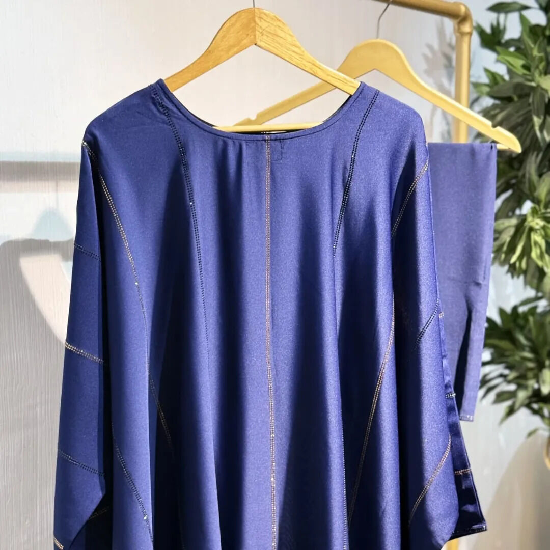 Navy Blue Poncho – Premium Emirati Open Abaya