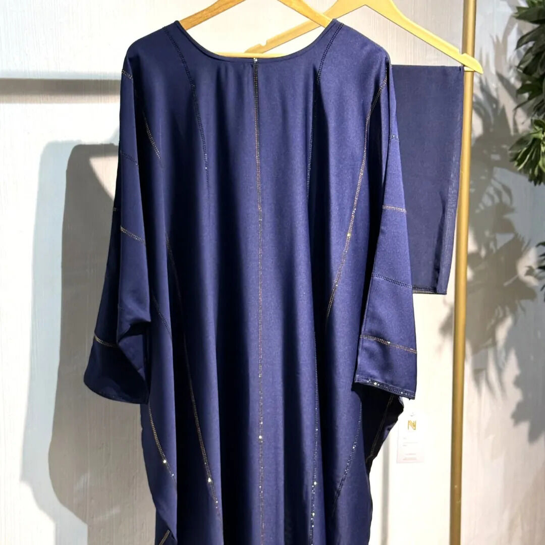 Navy Blue Poncho – Premium Emirati Open Abaya