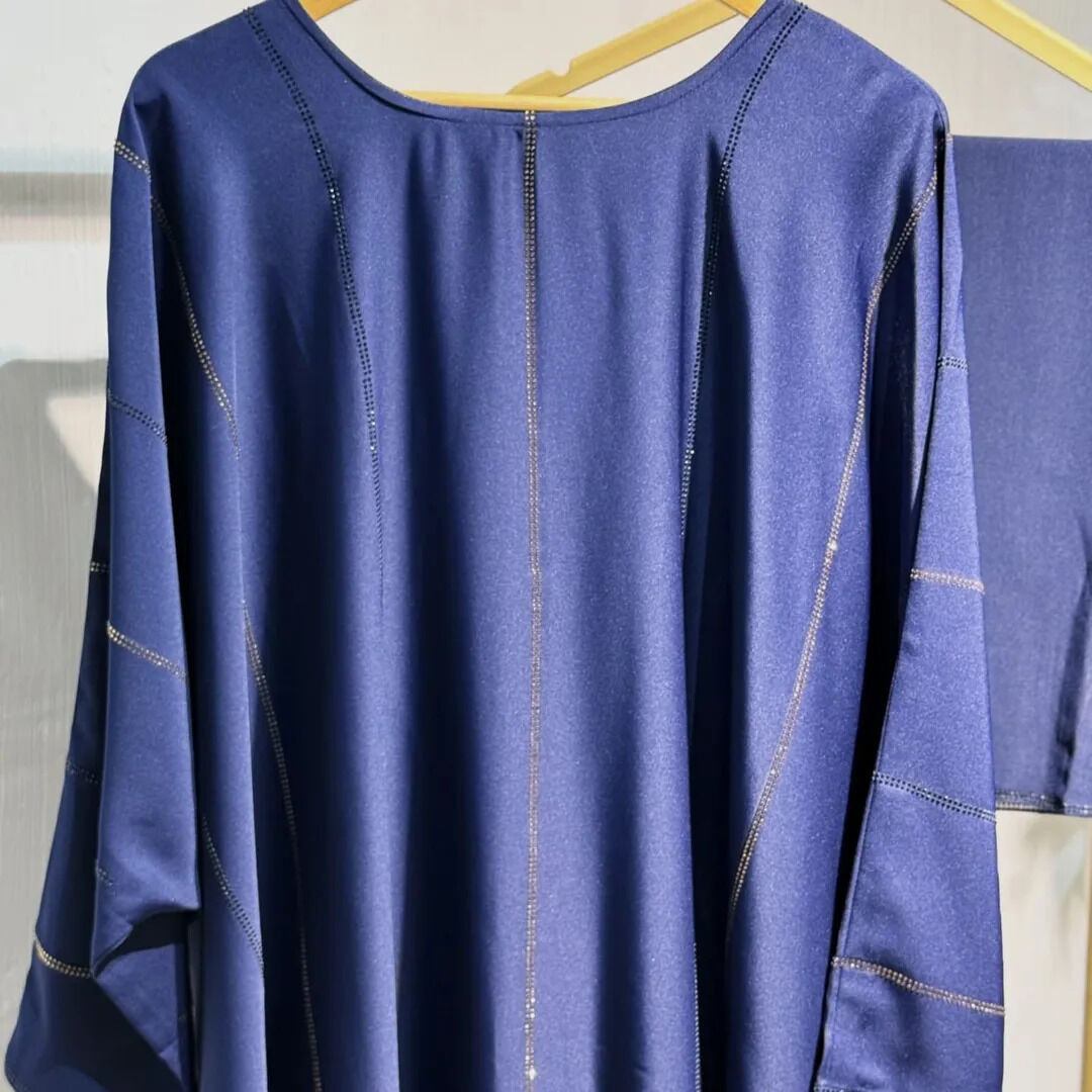 Navy Blue Poncho – Premium Emirati Open Abaya