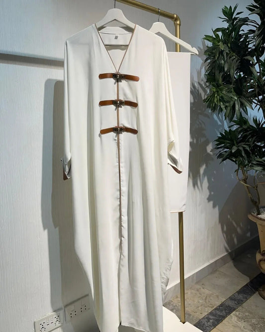 Zeen White – Premium Emirati Open Abaya