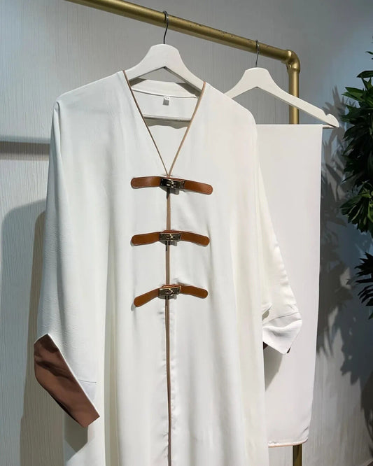 Zeen White – Premium Emirati Open Abaya